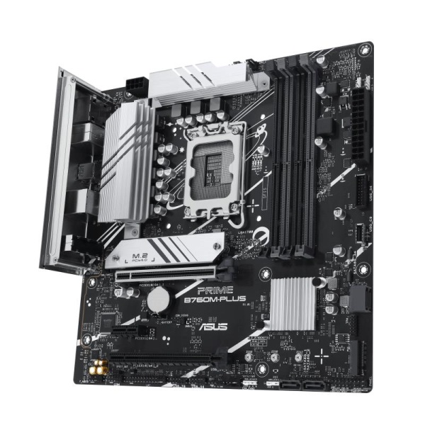 Mainboard ASUS Intel B760 Express LGA1700 Micro-ATX Memory DDR5 Memory slots 4 1xPCI-Express 4.0 1x 2xPCI-Express 4.0 16x 2xM.2 1xHDMI 1xDisplayPort 4xUSB 2.0 2xUSB 3.2 1xPS/2 1xRJ45 3xAudio port PRIMEB760M-PLUS - Image 4