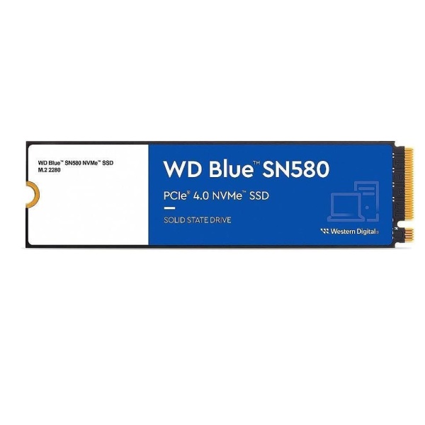 SSD WESTERN DIGITAL Blue SN580 500GB M.2 PCIe Gen4 NVMe TLC Write speed 3600 MBytes/sec Read speed 4000 MBytes/sec 2.38mm TBW 300 TB MTBF 1500000 hours WDS500G3B0E - Image 2