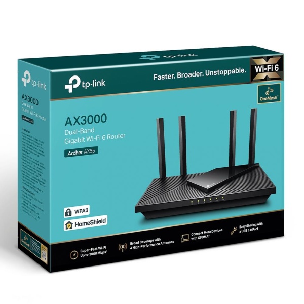 Wireless Router TP-LINK Wireless Router 3000 Mbps Wi-Fi 6 USB 3.0 1 WAN 4x10/100/1000M Number of antennas 4 ARCHERAX55 - Image 3