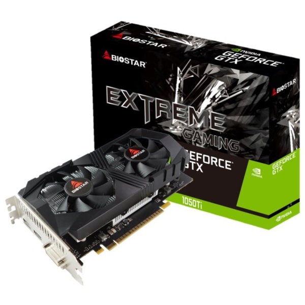 Graphics Card BIOSTAR NVIDIA GeForce GTX 1050 TI 4 GB GDDR5 128 bit PCIE 3.0 16x Memory 7008 MHz GPU 1291 MHz Dual Slot Fansink 1xDVI-D 1xHDMI 1xDisplayPort VN1055TF41
