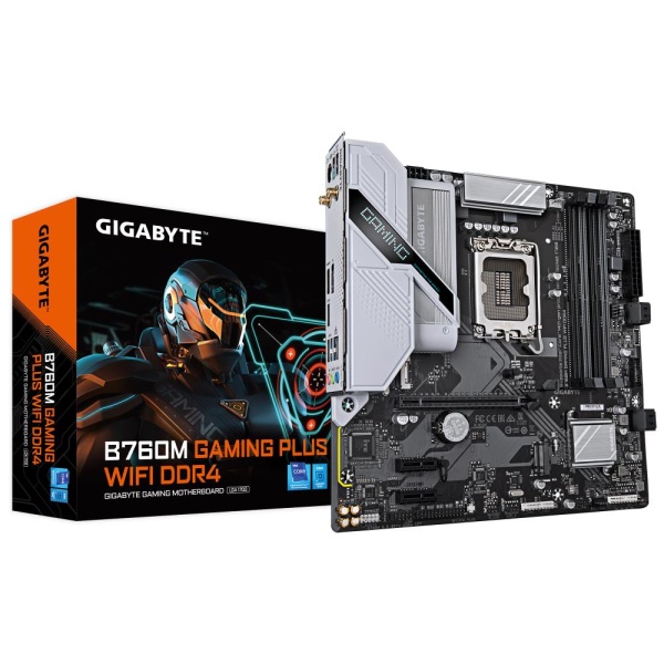 Mainboard GIGABYTE Intel B760 Express LGA1700 Micro-ATX Memory DDR4 Memory slots 4 2xPCI-Express 3.0 1x 1xPCI-Express 4.0 16x 2xM.2 1xHDMI 1xDisplayPort 2xUSB 2.0 1xUSB 3.2 1xUSB-C 1xPS/2 1xOptical S/PDIF 1xRJ45 3xAudio port B760MGPWIFIDDR41.0