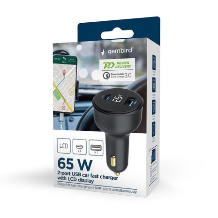 MOBILE CHARGER CAR USB 2PORT/TA-UC-AC2PD30LCD-CAR01 GEMBIRD - Image 3