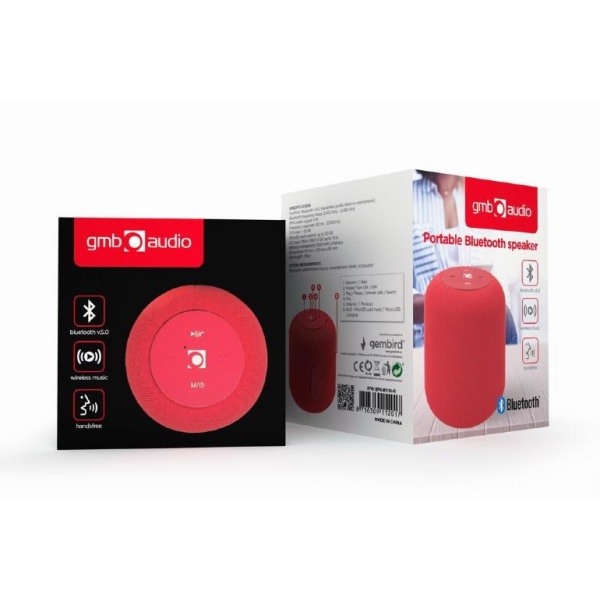 Portable Speaker GEMBIRD Portable/Wireless 1xMicroSD Card Slot Bluetooth Red SPK-BT-15-R - Image 2