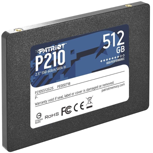 SSD PATRIOT P210 512GB SATA 3.0 Write speed 430 MBytes/sec Read speed 520 MBytes/sec 2,5" TBW 240 TB P210S512G25 - Image 2