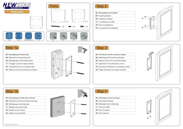 TV SET ACC WALL MOUNT SILVER/10-30" FPMA-W25 NEOMOUNTS - Image 7
