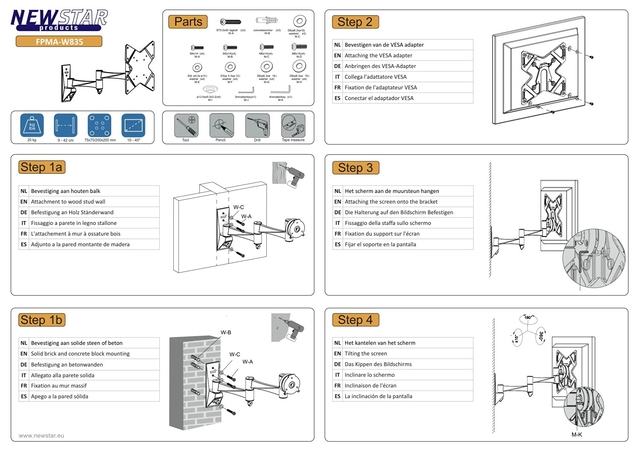 TV SET ACC WALL MOUNT BLACK/10-40" FPMA-W835 NEOMOUNTS - Image 8