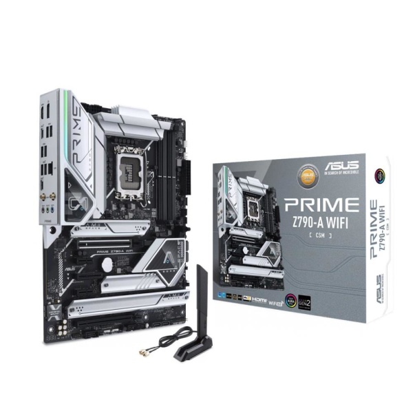Mainboard ASUS Intel Z790 LGA1700 ATX Memory DDR5 Memory slots 4 2xPCI-Express 3.0 1x 1xPCI-Express 4.0 4x	 1xPCI-Express 4.0 16x 1xPCI-Express 5.0 16x 4xM.2 1xHDMI 1xDisplayPort 6xUSB 3.2 2xUSB-C 1xRJ45 3xAudio port PRIMEZ790-AWIFI