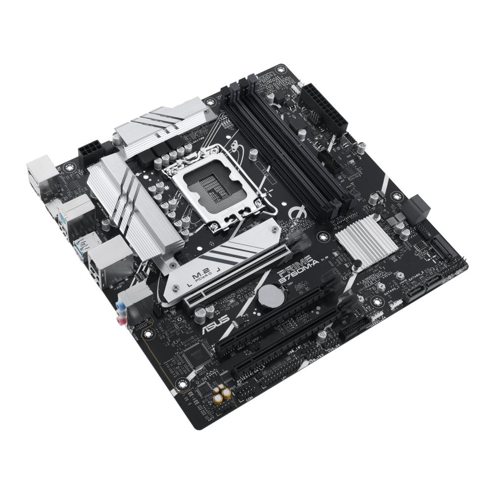 Mainboard ASUS Intel B760 Express LGA1700 Micro-ATX Memory DDR5 Memory slots 4 2xPCI-Express 4.0 16x 2xM.2 1xHDMI 2xDisplayPort 4xUSB 2.0 2xUSB 3.2 1xPS/2 1xRJ45 3xAudio port PRIMEB760M-A-CSM - Image 2