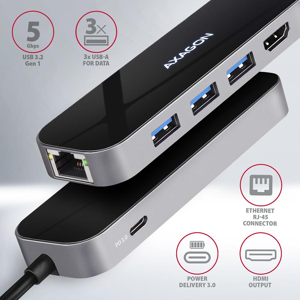 I/O HUB USB-C 6IN1/0.2M HMC-6GL AXAGON - Image 2