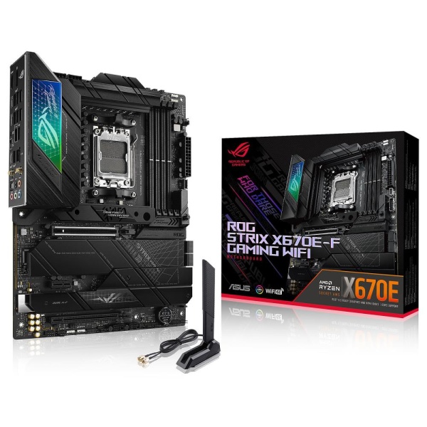 Mainboard ASUS AMD X670 SAM5 ATX Memory DDR5 Memory slots 4 1xPCI-Express 3.0 1x 1xPCI-Express 4.0 16x 1xPCI-Express 5.0 16x 4xM.2 1xHDMI 1xDisplayPort 2xUSB 2.0 7xUSB 3.2 3xUSB-C 1xOptical S/PDIF 1xRJ45 5xAudio port STRIXX670E-FGAMINGWIFI