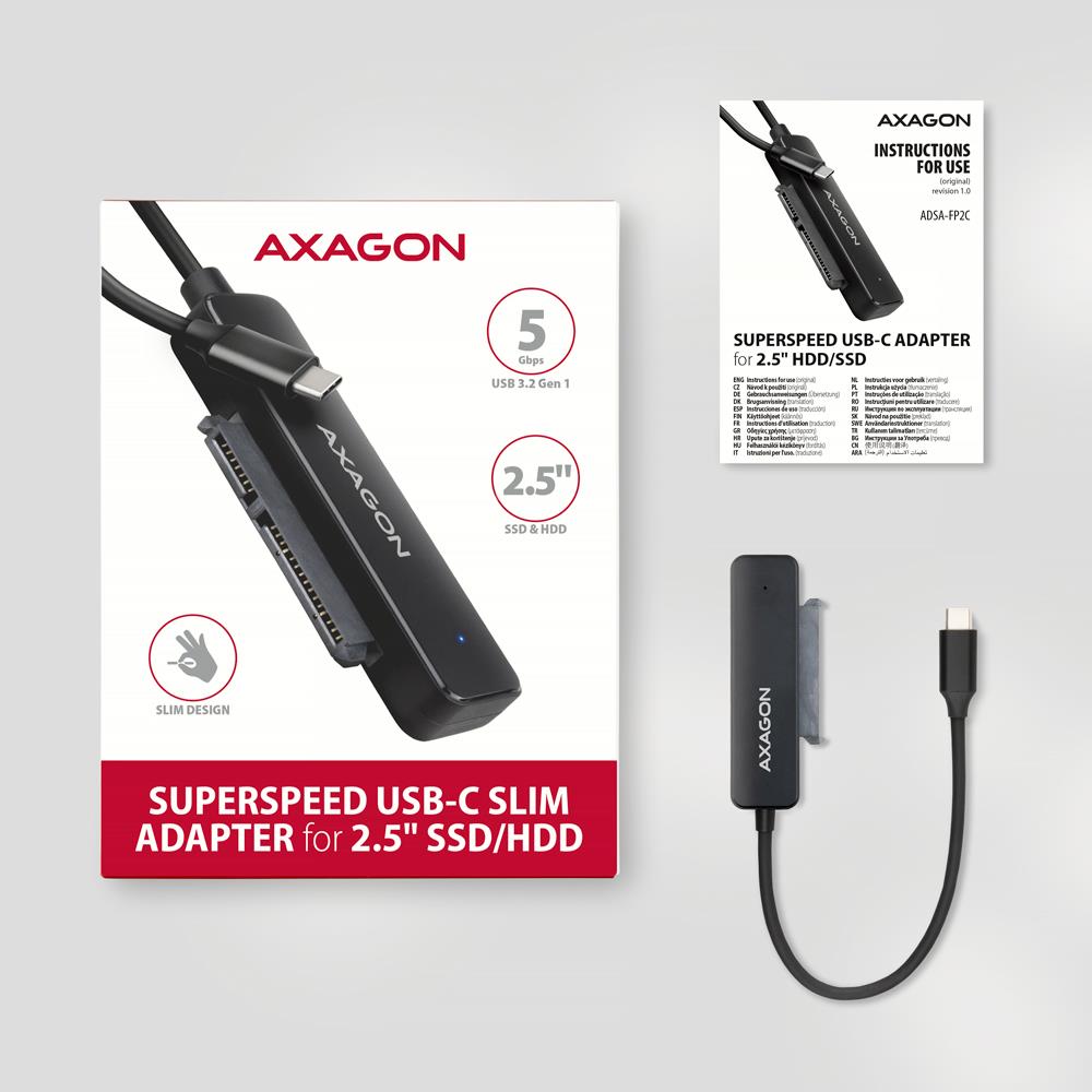SSD ACC ADAPTER USB-C/SATA/5GBPS 0.2M ADSA-FP2C AXAGON - Image 3