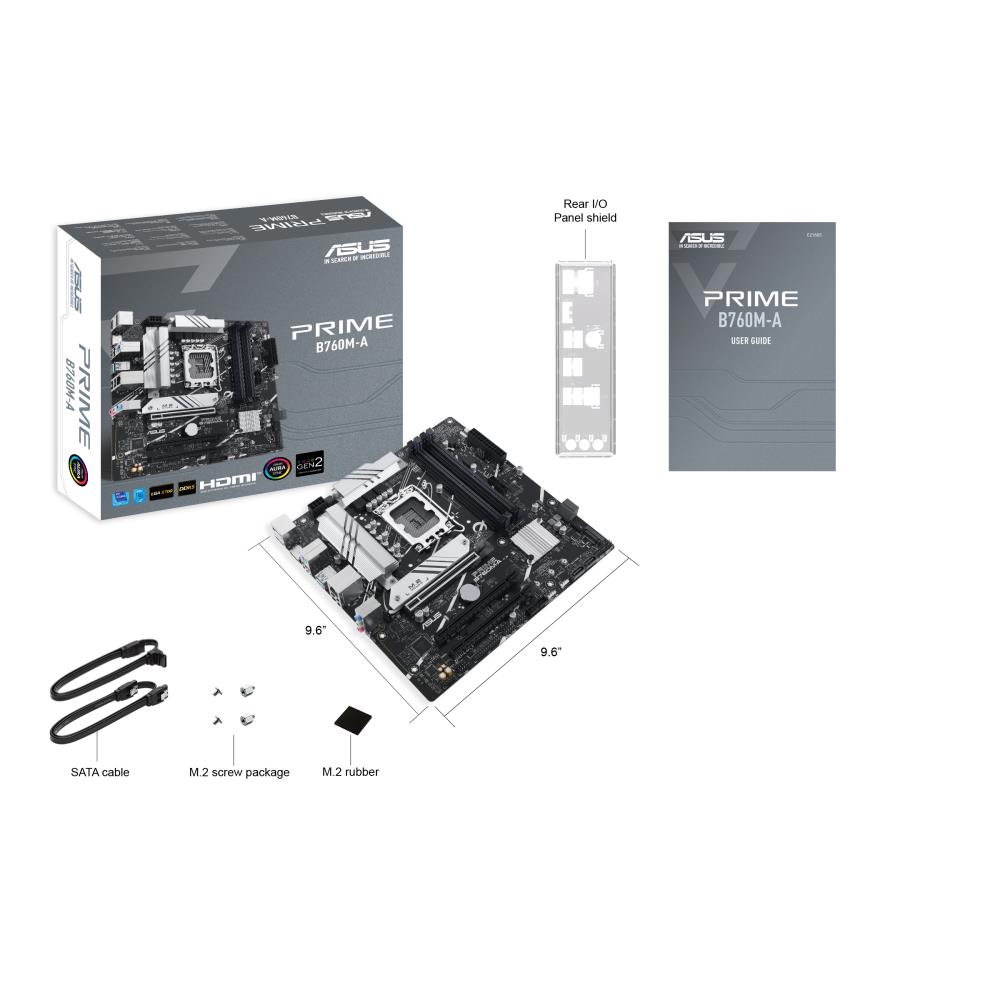 Mainboard ASUS Intel B760 Express LGA1700 Micro-ATX Memory DDR5 Memory slots 4 2xPCI-Express 4.0 16x 2xM.2 1xHDMI 2xDisplayPort 4xUSB 2.0 2xUSB 3.2 1xPS/2 1xRJ45 3xAudio port PRIMEB760M-A-CSM - Image 4