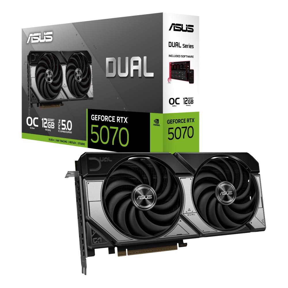 Graphics Card ASUS NVIDIA GeForce RTX 5070 12 GB GDDR7 192 bit PCIE 5.0 16x Dual Slot Fansink 1xHDMI 3xDisplayPort DUAL-RTX5070-O12G