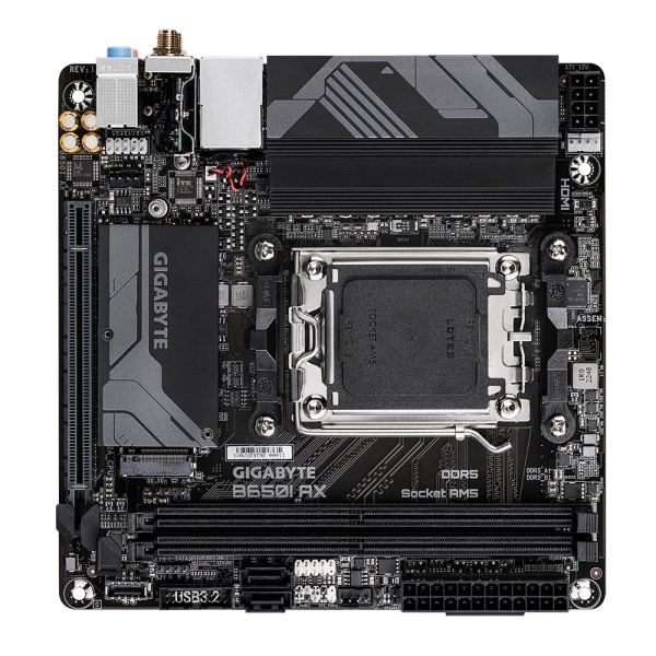 Mainboard GIGABYTE AMD B650 SAM5 Mini-ITX Memory DDR5 Memory slots 2 1xPCI-Express 16x 1xM.2 1xHDMI 1xDisplayPort 3xUSB 2.0 2xUSB 3.2 1xUSB-C 1xRJ45 3xAudio port B650IAX - Image 4