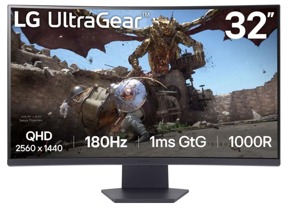 LCD Monitor LG 32GS60QC-B 32" Gaming/Curved Panel VA 2560x1440 16:9 180 Hz Matte 1 ms Tilt 32GS60QC-B