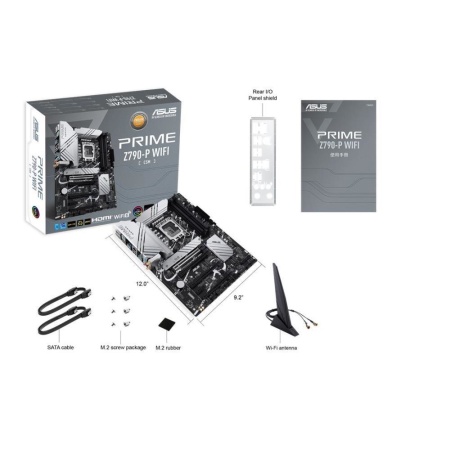 Mainboard ASUS Intel Z790 LGA1700 ATX Memory DDR5 Memory slots 4 1xPCI-Express 3.0 1x 3xPCI-Express 4.0 16x 1xPCI-Express 5.0 16x 3xM.2 1xHDMI 1xDisplayPort 4xUSB 2.0 3xUSB 3.2 1xUSB-C 1xPS/2 1xRJ45 3xAudio port PRIMEZ790-PWIFI - Image 2