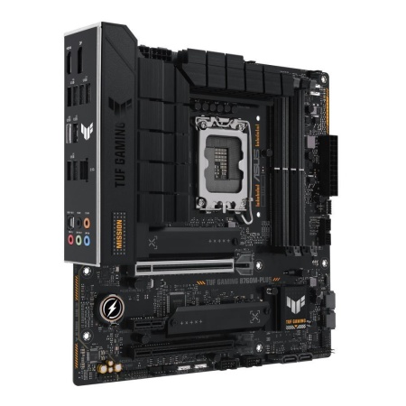 Mainboard ASUS Intel B760 Express LGA1700 Micro-ATX Memory DDR5 Memory slots 4 1xPCI-Express 4.0 1x 1xPCI-Express 4.0 16x 1xPCI-Express 5.0 16x 2xM.2 1xHDMI 1xDisplayPort 2xUSB 2.0 5xUSB 3.2 1xUSB-C 1xOptical S/PDIF 1xRJ45 5xAudio port TUFGAMINGB760M-PLUS - Image 2