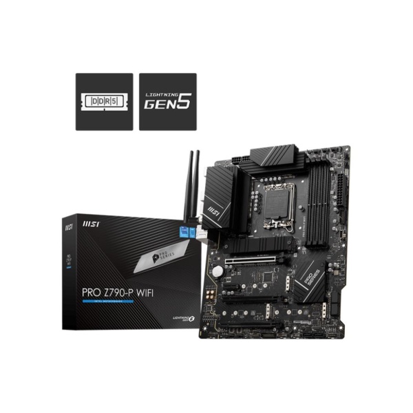 Mainboard MSI Intel Z790 LGA1700 ATX Memory DDR5 Memory slots 4 1xPCI-Express 1x 3xPCI-Express 16x 4xM.2 1xHDMI 1xDisplayPort 4xUSB 2.0 3xUSB 3.2 1xUSB-C 1xPS/2 6xAudio port PROZ790-PWIFI