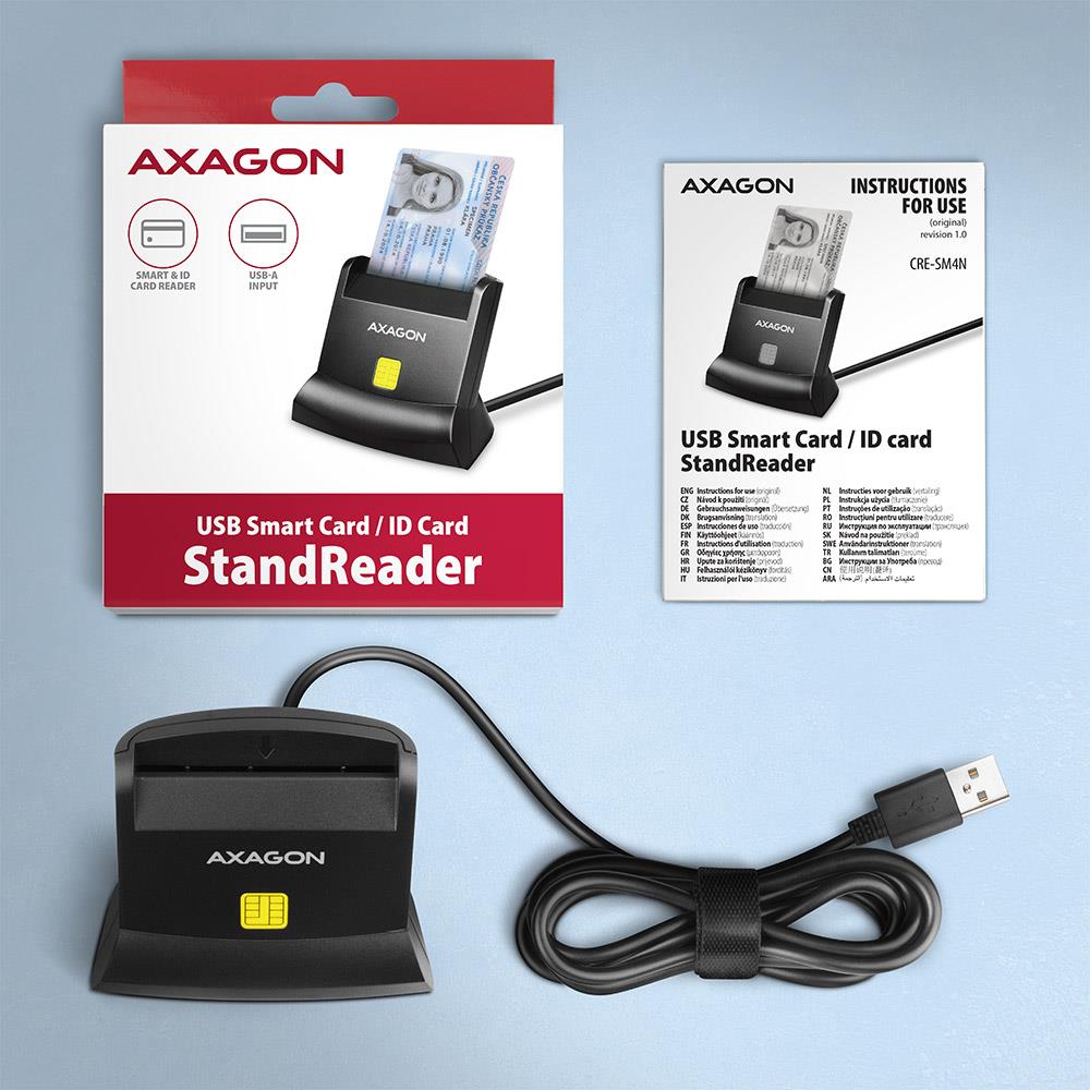 CARD READER STAND SMARTCARD/ID/USB2.0 1.3M CRE-SM4N AXAGON - Image 3