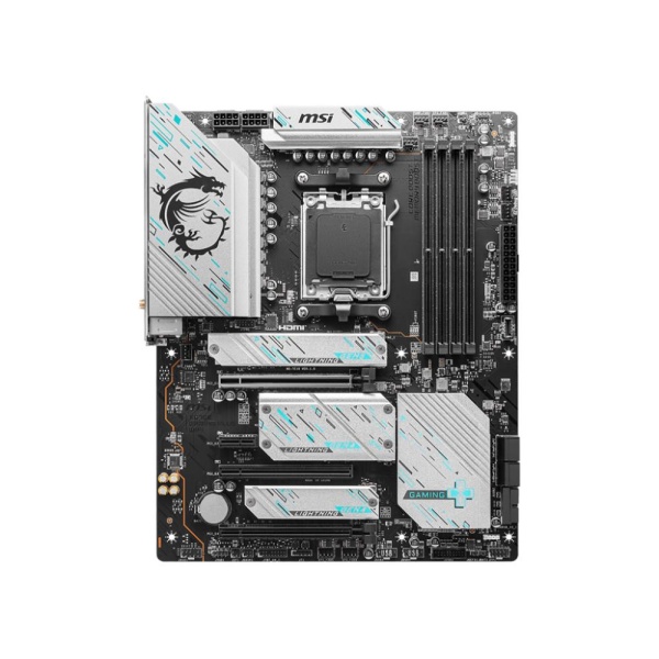 Mainboard MSI AMD X670 SAM5 ATX Memory DDR5 Memory slots 4 1xPCI-Express 1x 3xPCI-Express 16x 4xM.2 1xHDMI 1xDisplayPort 1xAudio-In 1xAudio-Out 1xMicrophone 4xUSB 2.0 6xUSB 3.2 1xUSB-C 1xRJ45 X670EGAMINGPLUSWIFI