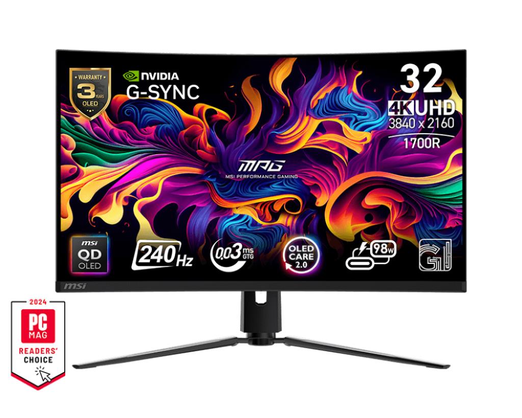 Monitor MSI MPG 321CURX QD-OLED 31.5" Gaming/Curved/4K Panel QD-OLED 3840x2160 16:9 240 Hz 0.03 ms MPG321CURXQD-OLED