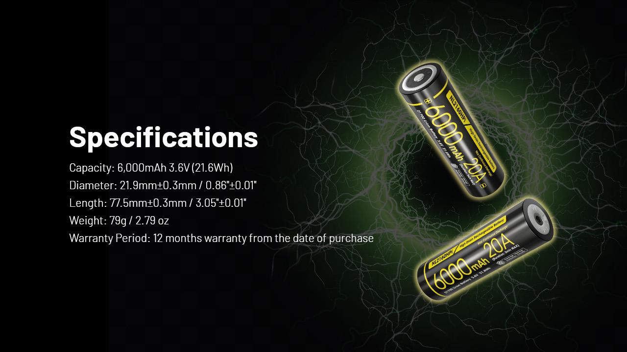 BATTERY RECH. LI-ION 3.6V/6000MAH NL2160HPI NITECORE - Image 4