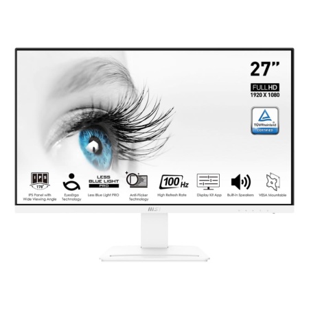 LCD Monitor MSI PRO MP273AW 27" Business Panel IPS 1920x1080 16:9 100Hz Matte 4 ms Speakers Tilt Colour White PROMP273AW