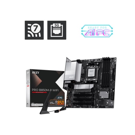 Mainboard MSI AMD B850 SAM5 Micro-ATX Memory DDR5 Memory slots 4 PROB850M-PWIFI