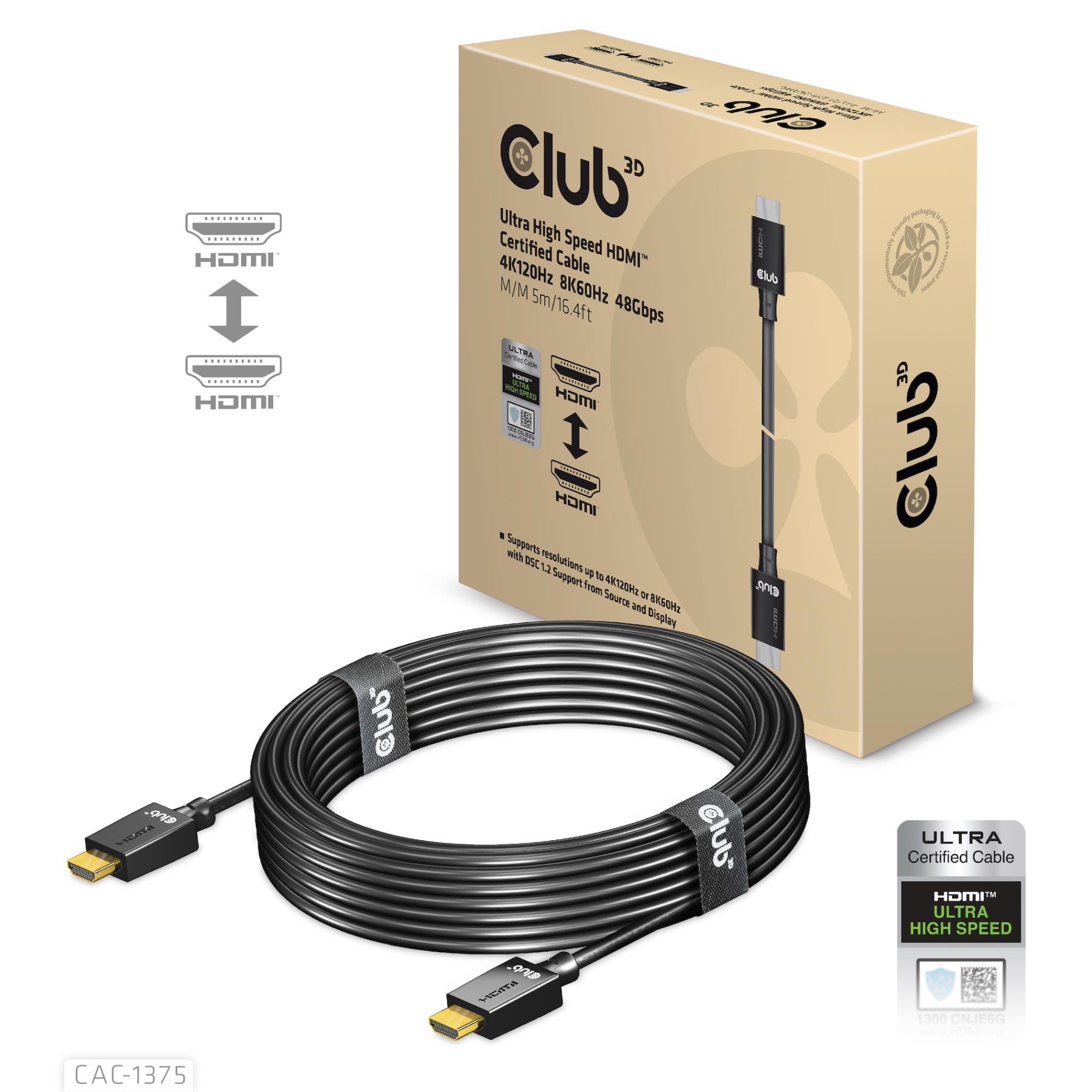 CABLE HDMI TO HDMI 5M/M/M CAC-1375 CLUB3D - Image 4