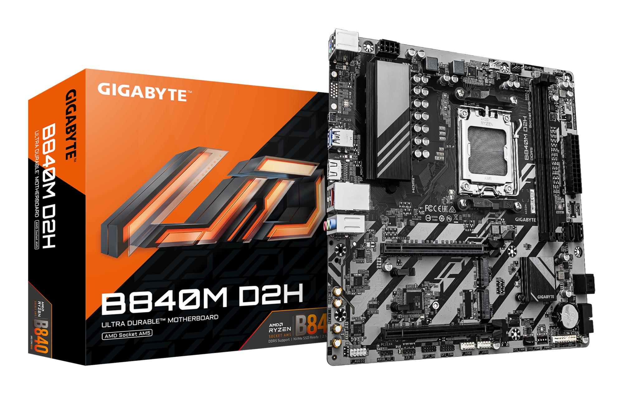Mainboard GIGABYTE AMD B840 Socket AM5 micro ATX RAM DDR5-SDRAM 2xSlots 2xNumber of M.2 (M) slots B840MD2H1.2 - Image 2