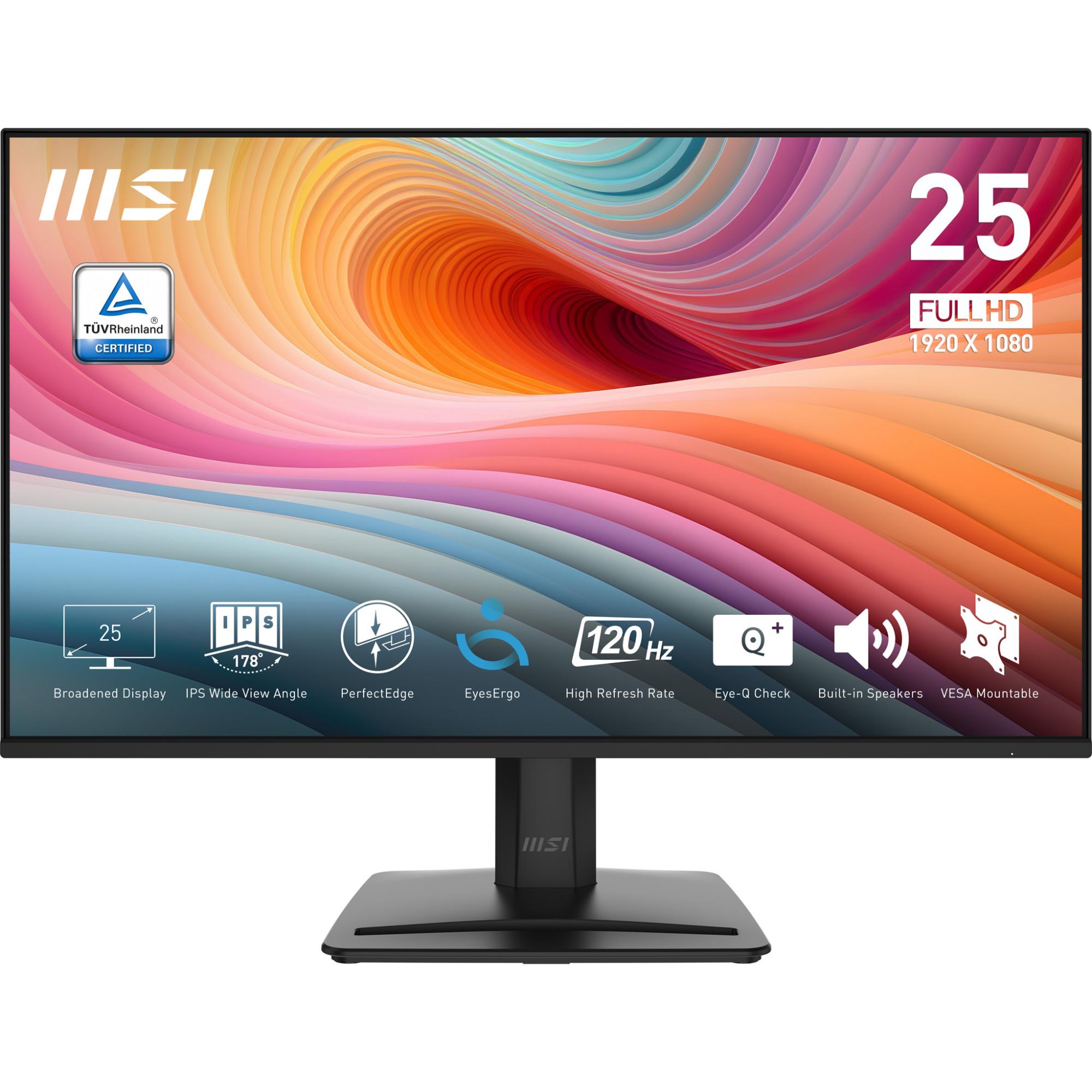 LCD Monitor MSI PRO MP251 E2 24.5" Business Panel IPS 1920x1080 16:9 120 Hz 1 ms Speakers Colour Black PROMP251E2 - Image 2