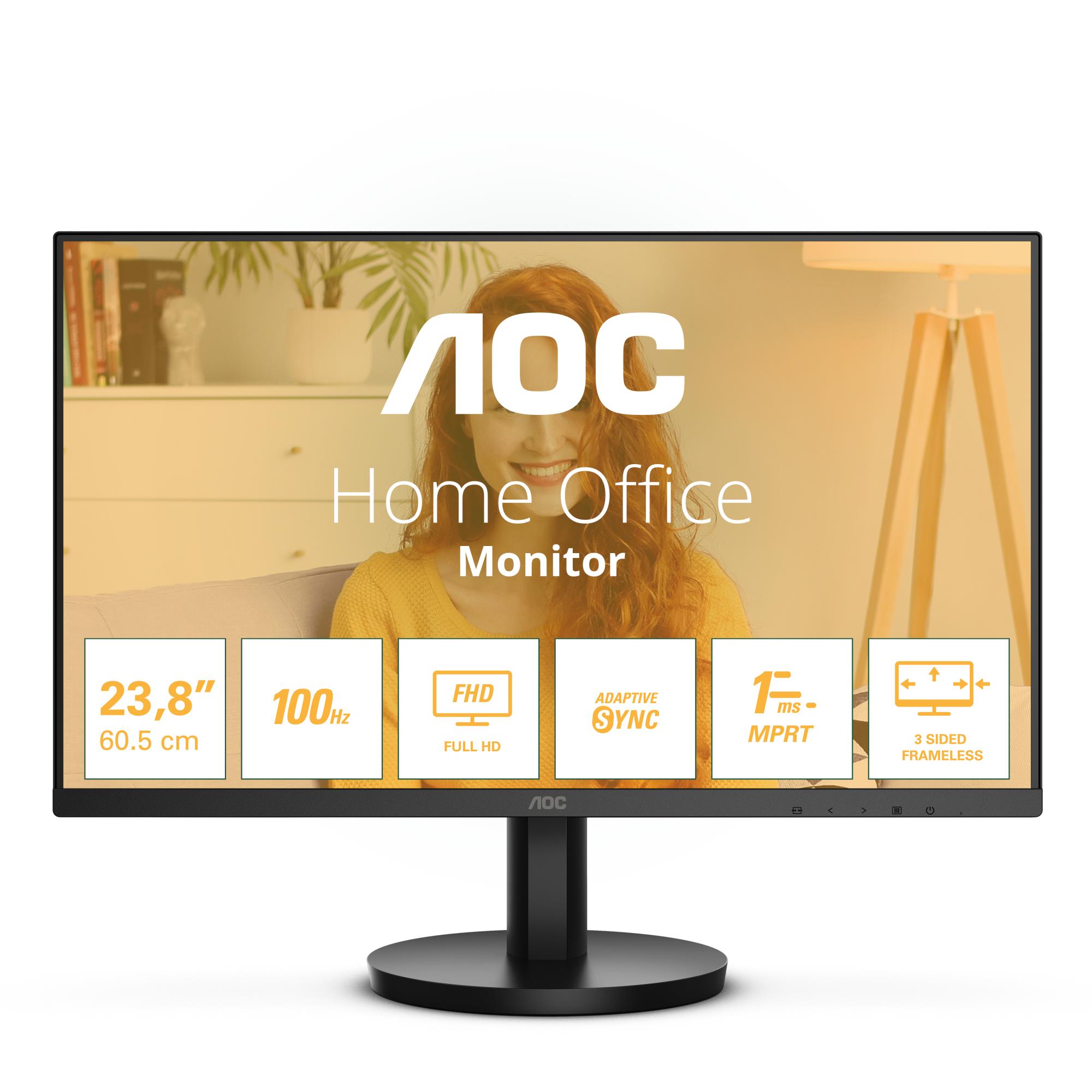 LCD Monitor AOC 24" Panel VA 1920x1080 16:9 100 Hz Matte 1 ms Speakers Tilt Colour Black 24B3HMA2 - Image 6
