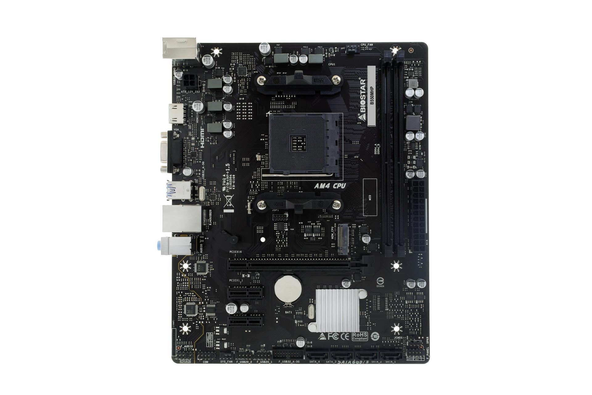 Mainboard BIOSTAR AMD B550 SAM4 Micro-ATX Memory DDR4 Memory slots 2 2xPCI-Express 3.0 1x 1xPCI-Express 3.0 16x 1xPCI-Express 4.0 16x 1xM.2 1x15pin D-sub 1xHDMI 8xUSB 2.0 4xUSB 3.2 1xPS/2 1xRJ45 3xAudio port B550MHP - Image 5