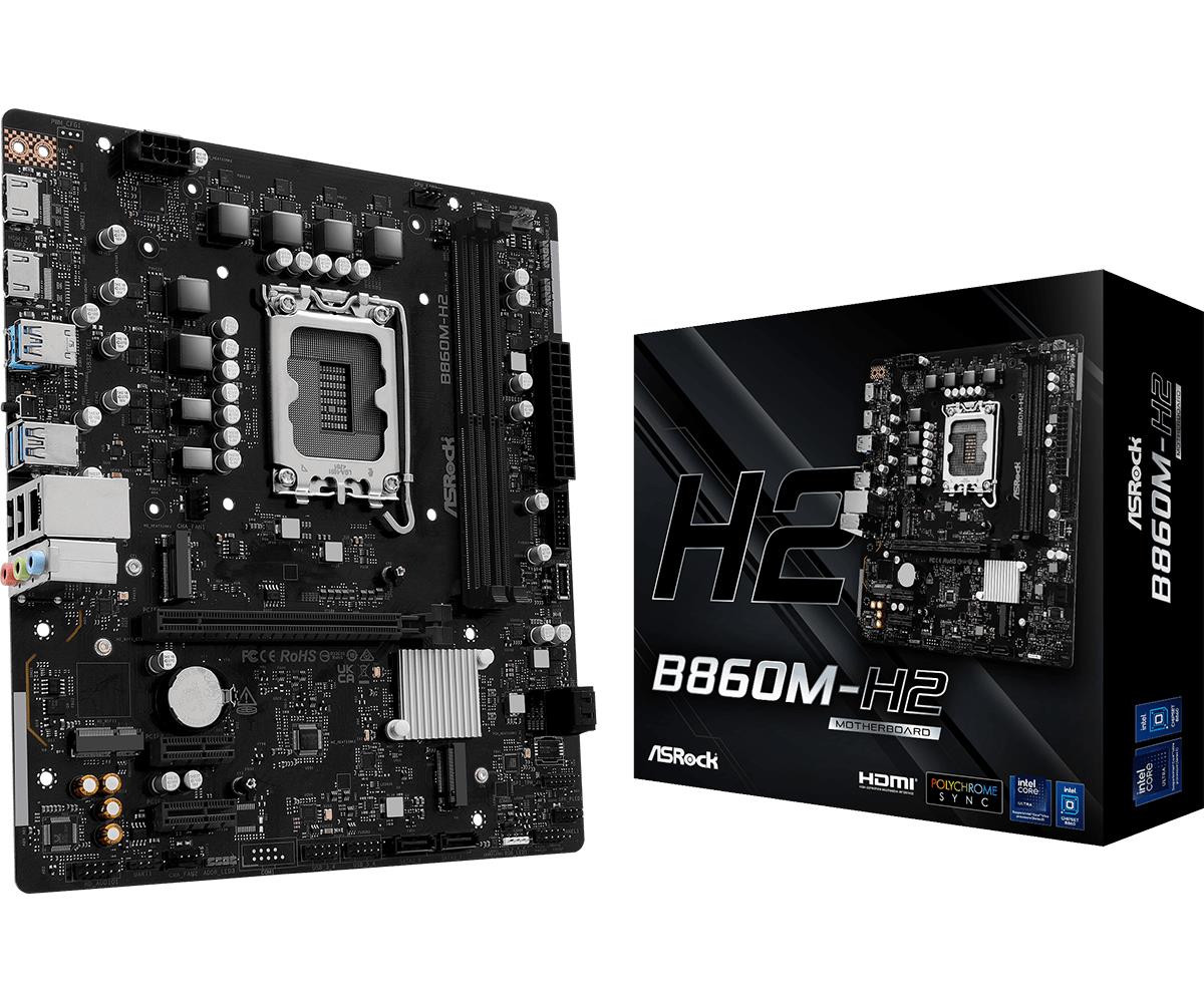Mainboard ASROCK Intel B860 Express LGA1851 Micro-ATX Memory DDR5 Memory slots 2 B860M-H2 - Image 2
