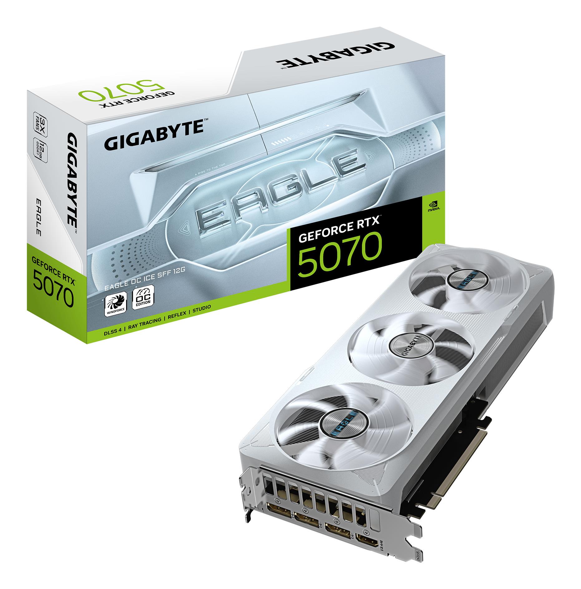 Graphics Card GIGABYTE NVIDIA GeForce RTX 5070 12 GB GDDR7 192 bit PCIE 5.0 16x GPU 2587 MHz Triple slot Fansink 1xHDMI 3xDisplayPort GV-N5070EAGLEOCICE-12GD