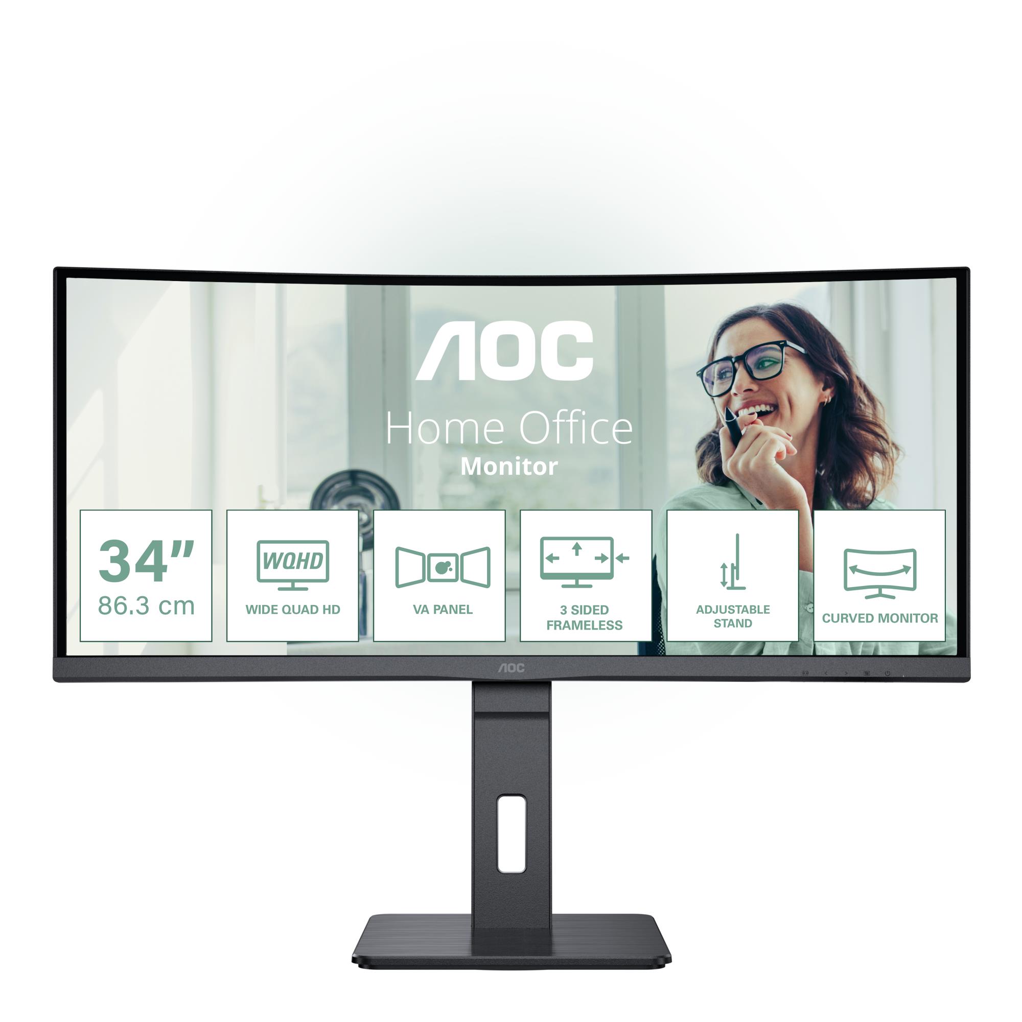 LCD Monitor AOC 34 " 3440 x 1440 pixels UltraWide Quad HD Native aspect ratio 21:9 LED Curved CU34P3CV