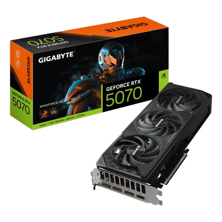 Graphics Card GIGABYTE NVIDIA GeForce RTX 5070 12 GB GDDR7 192 bit PCIE 5.0 16x GPU 2542 MHz Triple slot Fansink 1xHDMI 3xDisplayPort GV-N5070WF3OC-12GD
