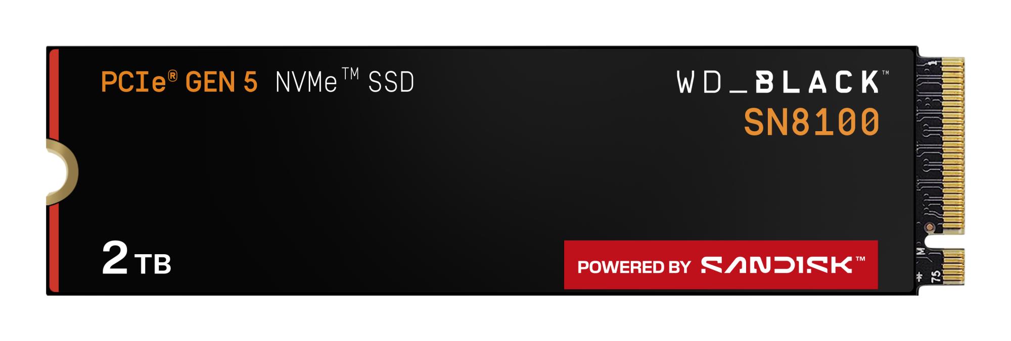 SSD SANDISK 2400xTBW rating NVMe Yes PCI Express 5.0 M.2 2000 GB POWERED BY SANDISK Black SN8100 WDS200T1X0M