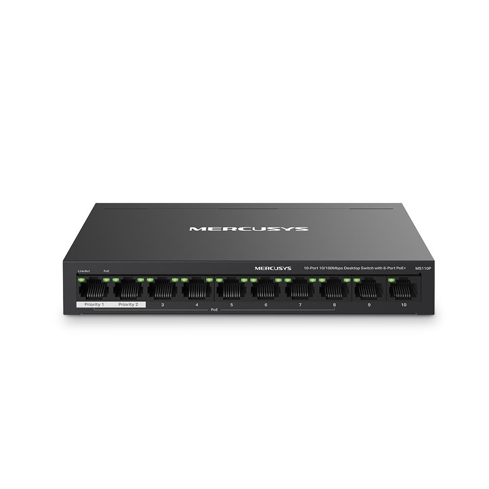 Switch MERCUSYS Desktop/pedestal 10x10Base-T / 100Base-TX PoE+ ports 8 MS110P - Image 4