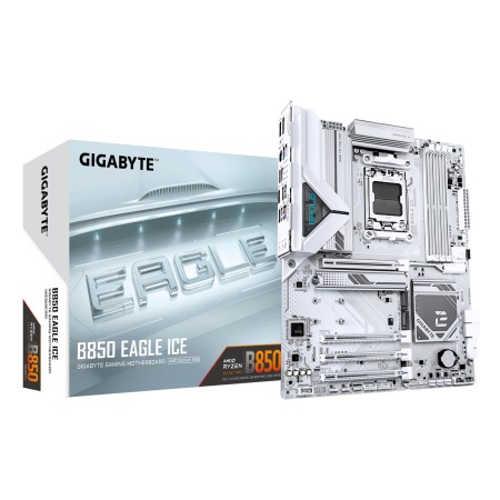 Mainboard GIGABYTE AMD B850 SAM5 ATX Memory DDR5 Memory slots 4 2xPCI-Express 3.0 1x 1xPCI-Express 4.0 4x	 1xPCI-Express 5.0 16x 3xM.2 1xHDMI 1xDisplayPort 4xUSB 2.0 2xUSB 3.2 1xUSB-C 1xRJ45 3xAudio port B850EAGLEICE