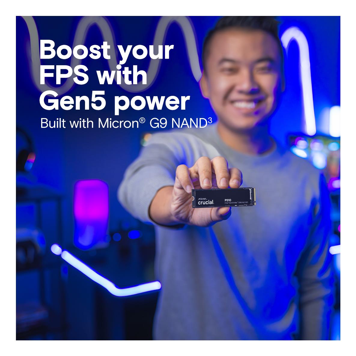 SSD CRUCIAL 600xTBW rating Read speed 11000 MB/s Write speed 9500 MB/s NVMe Yes PCI Express 5.0 M.2 1000 GB P510 CT1000P510SSD8 - Image 3