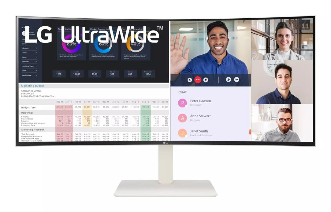 LCD Monitor LG 38WR85QC-W 37.5" Business/Curved/21 : 9 Panel IPS 3840x1600 21:9 144 Hz 1 ms Colour White 38WR85QC-W