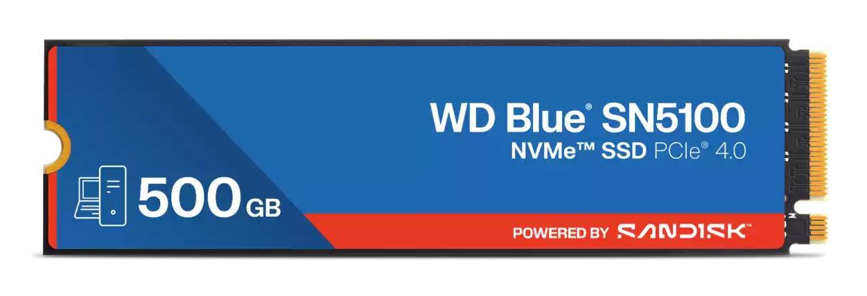 SSD SANDISK 300xTBW rating MTBF 1750000 h Read speed 6600 MB/s Write speed 5600 MB/s NVMe Yes PCI Express 4.0 M.2 500 GB POWERED BY SANDISK Blue SN5100 WDS500G5B1E-00CPE0