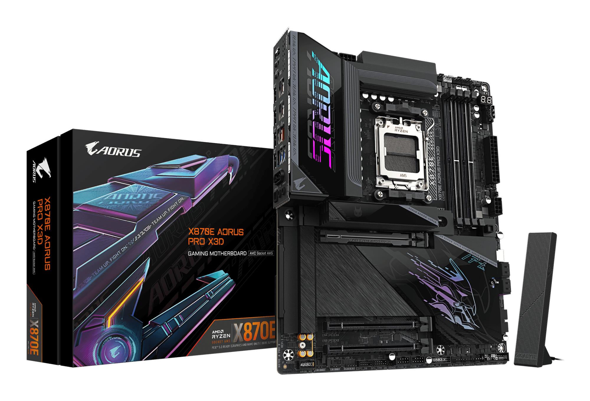 Mainboard GIGABYTE AMD X870E Socket AM5 ATX RAM DDR5-SDRAM 4xSlots Wi-Fi Yes Bluetooth Yes 4xNumber of M.2 (M) slots GIGABYTE X870E AORUS PRO X3D X870EAPROX