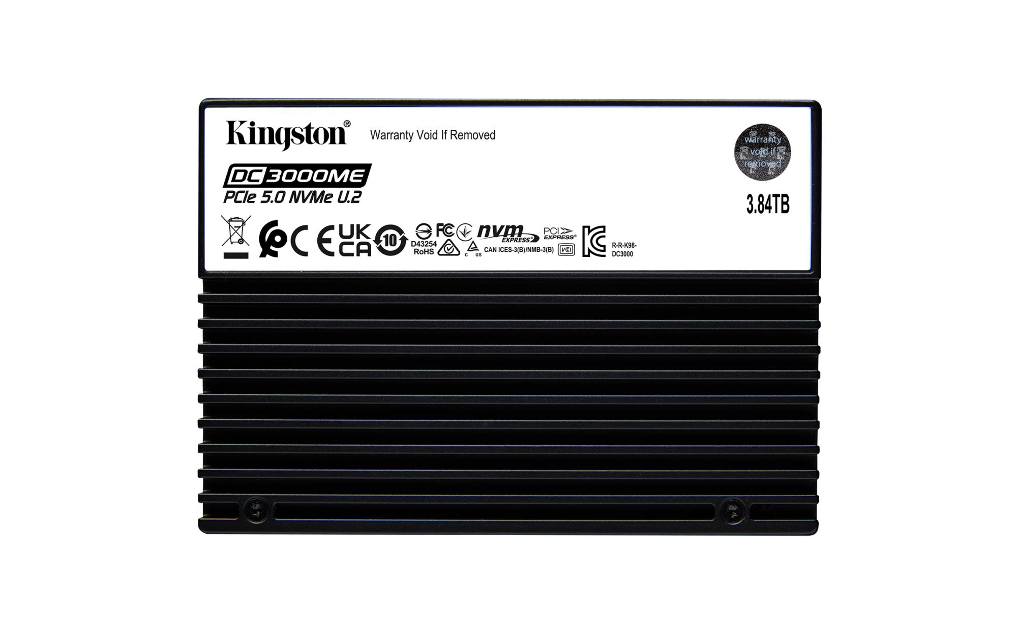 SSD KINGSTON SSD series DC3000ME 3.84TB NVMe NAND flash technology 3D TLC Write speed 5800 MBytes/sec Read speed 14000 MBytes/sec Form Factor U.2 TBW 7.008 TB MTBF 2000000 hours SEDC3000ME/3T8