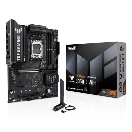 Mainboard ASUS AMD B850 SAM5 ATX Memory DDR5 Memory slots 4 1xPCI-Express 4.0 1x 1xPCI-Express 4.0 16x 1xPCI-Express 5.0 16x 3xM.2 1xHDMI 1xDisplayPort 3xUSB 2.0 4xUSB 3.2 1xUSB-C 1xRJ45 3xAudio port TUFGAMINGB850-EWIFI