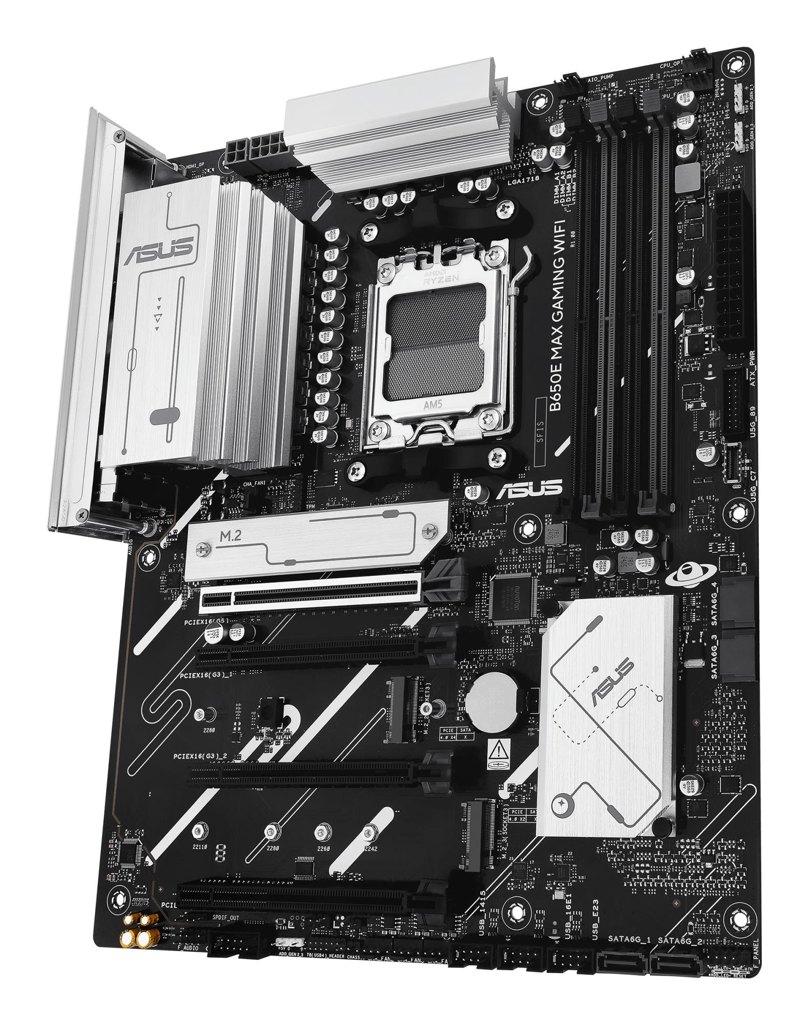 Mainboard ASUS AMD B650 SAM5 ATX Memory DDR5 Memory slots 4 2xPCI-Express 3.0 16x 1xPCI-Express 4.0 16x 1xPCI-Express 5.0 16x 3xM.2 1xHDMI 1xDisplayPort 2xUSB 2.0 5xUSB 3.2 1xUSB-C 1xRJ45 3xAudio port B650EMAXGAMINGWIFI - Image 5