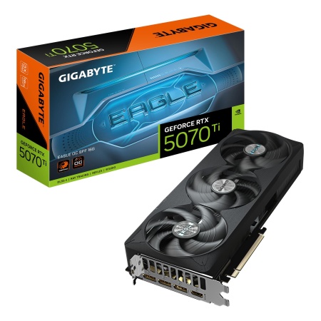 Graphics Card GIGABYTE NVIDIA GeForce RTX 5070 Ti 16 GB GDDR7 256 bit PCIE 5.0 16x Triple slot Fansink 1xHDMI 3xDisplayPort GV-N507TEAGLEOC-16GD1.0