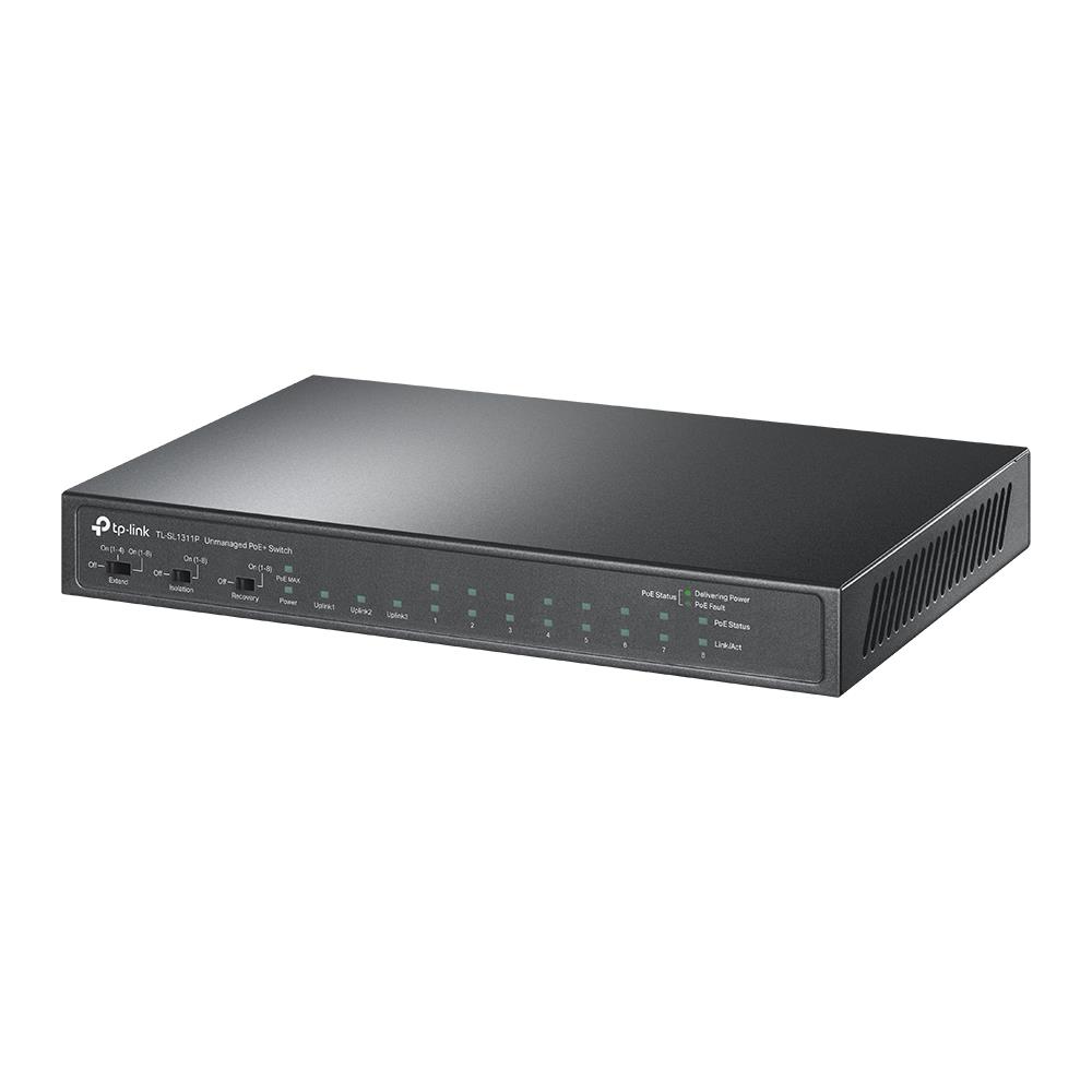 Switch TP-LINK Desktop/pedestal 8x10Base-T / 100Base-TX 1xSFP 2xRJ45 PoE+ ports 8 65 Watts TL-SL1311P - Image 7