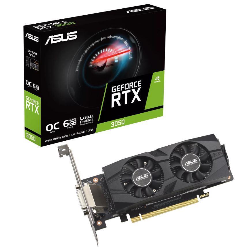 Graphics Card ASUS NVIDIA GeForce RTX 3050 6 GB GDDR6 96 bit Dual Slot Fansink 1xDVI-D 1xHDMI 1xDisplayPort RTX3050-O6G-LP-BRK
